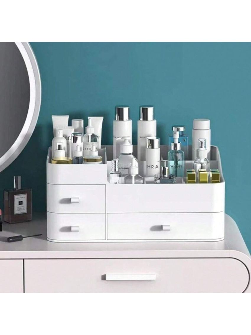 Makeup Organizer for Vanity, Large Countertop Organizer with Drawers, Cosmetics Storage for Skin Care, Brushes, Eyeshadow, Lotions, Lipstick,Nail Polish.Great for Dresser, Bathroom, Bedroom (White)