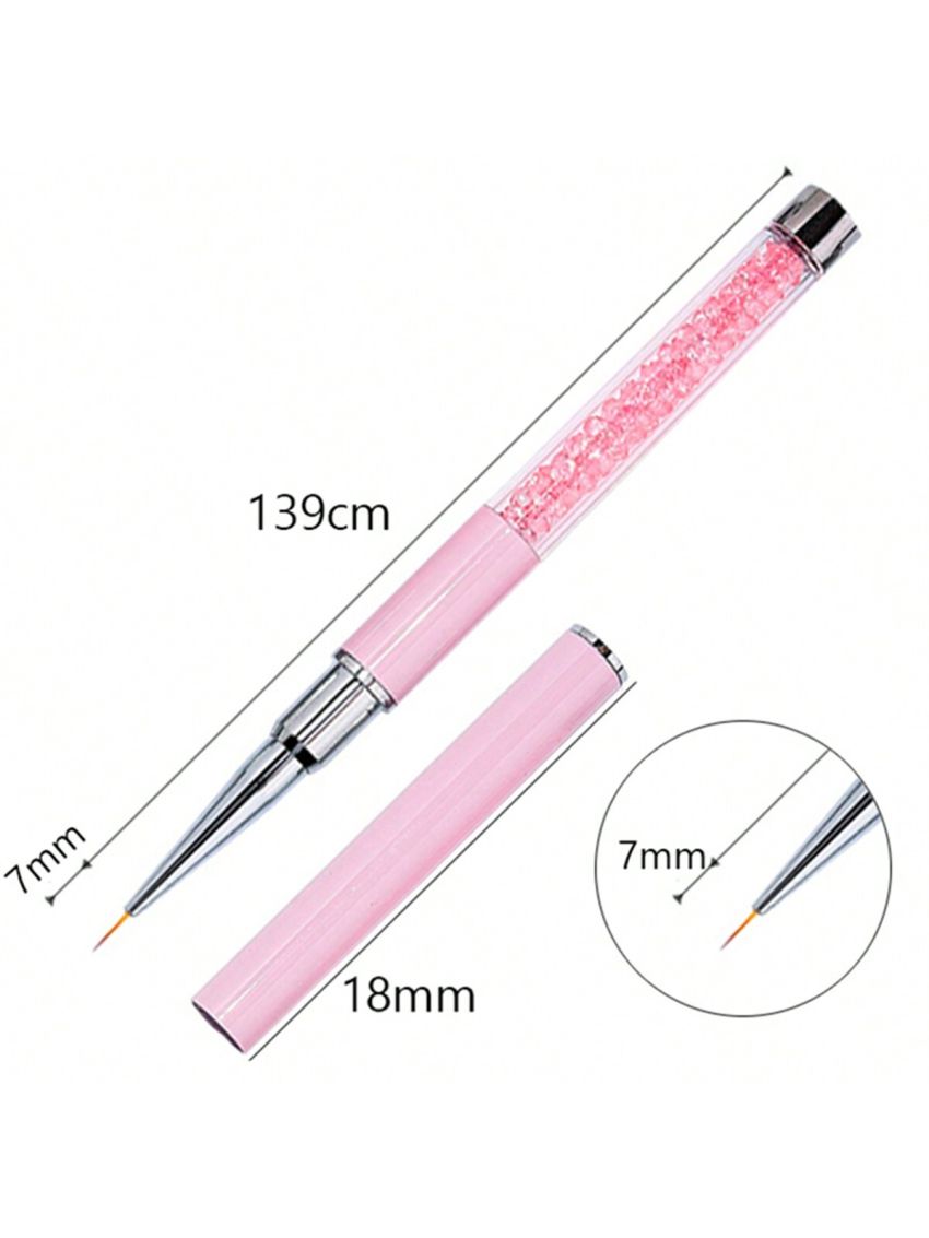 7mm Nail Art Drawing Pen With Pink Handle For Flower Painting, Nail Art Line Painting Tool
