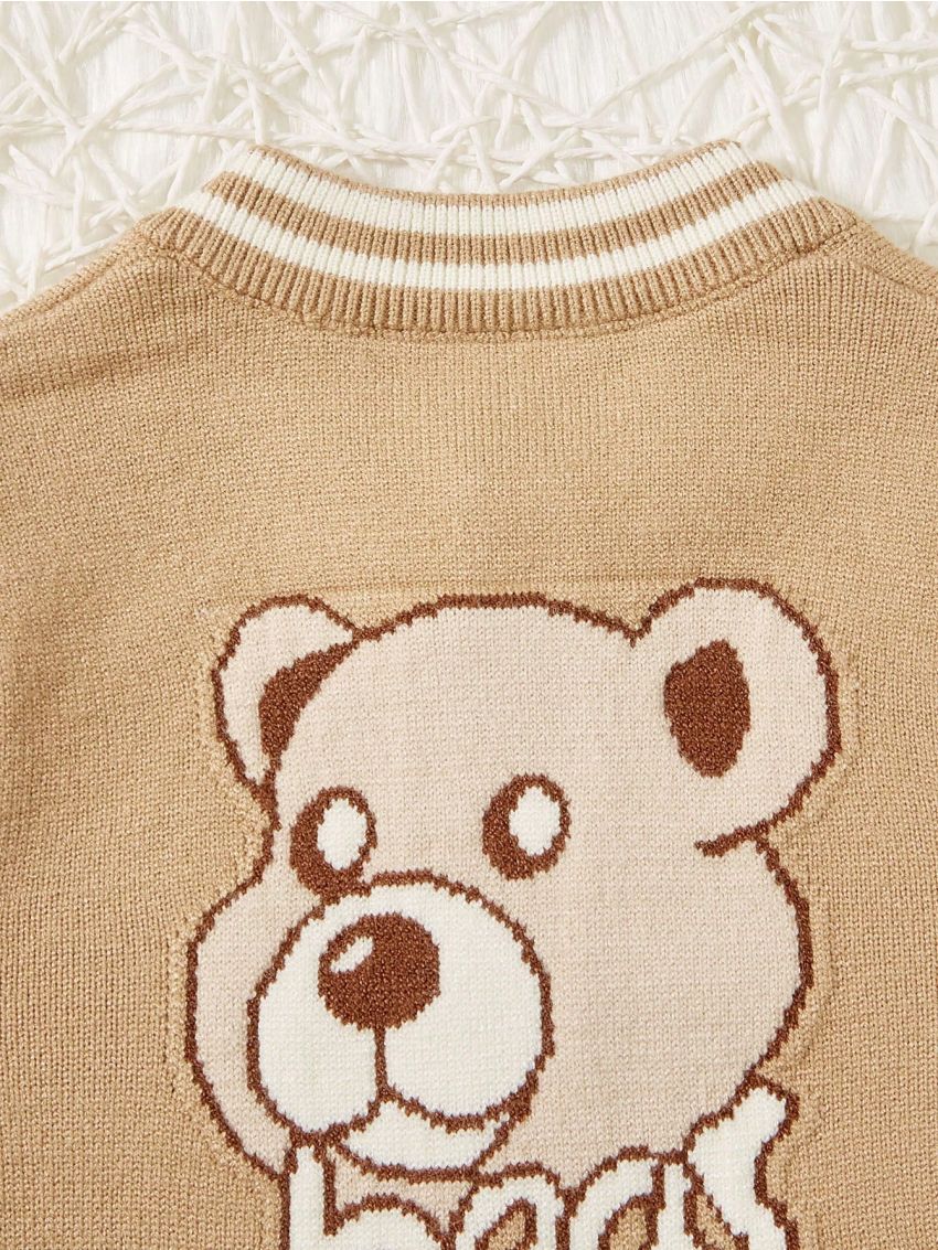 Baby Boy Letter Pattern Striped Trim Cardigan