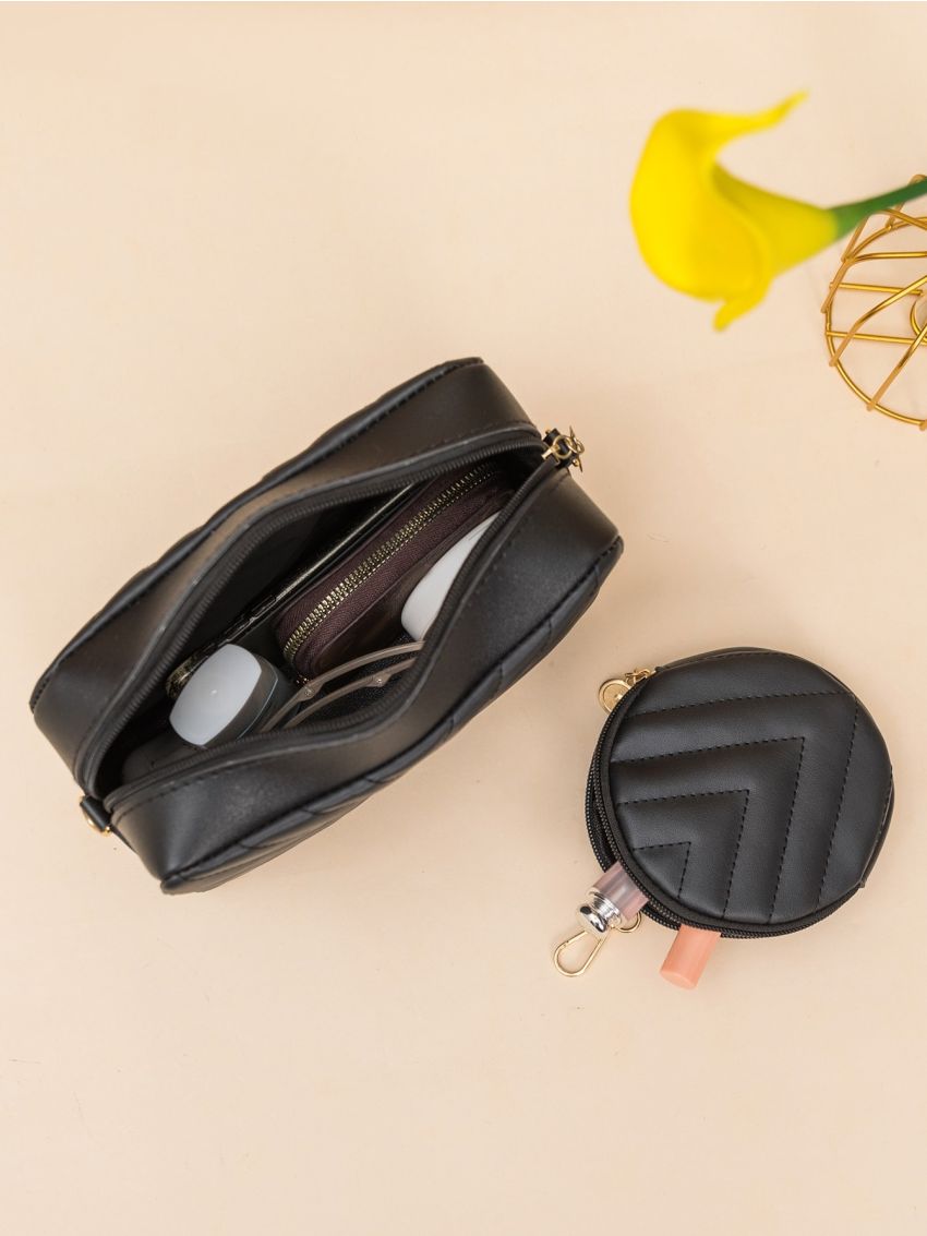 Chevron Square Bag With Coin Purse