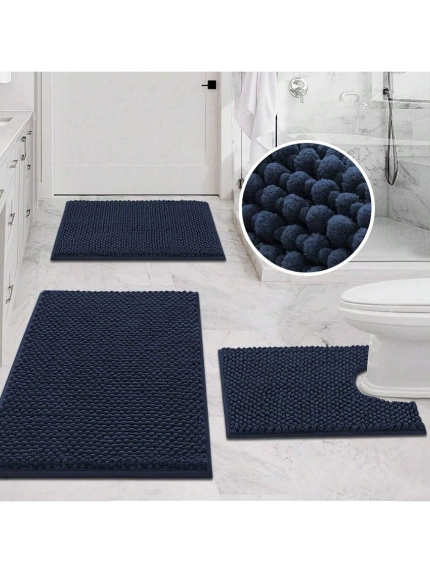 H.VERSAILTEX 3 Pieces Bathroom Rugs Sets Non Slip Extra Absorbent Bath Mat Set for Bathroom with Toilet Rugs for Tub, Shower Washable Carpets Set