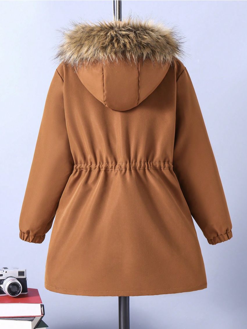 Big Boys' Casual Collar Hooded Parka With Drawstring Waist