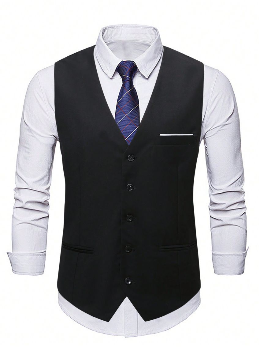 Manfinity Mode 1pc Button-front Suit Vest