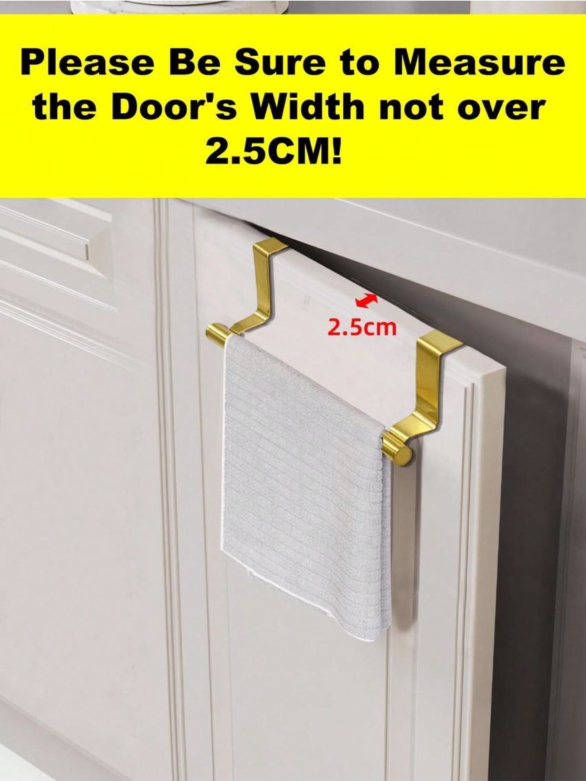 SHEIN Basic living 1PC Golden Single Rod Towel Rack Cabinet Door Back Type Hanging Rack Non-Punched Towel Rod