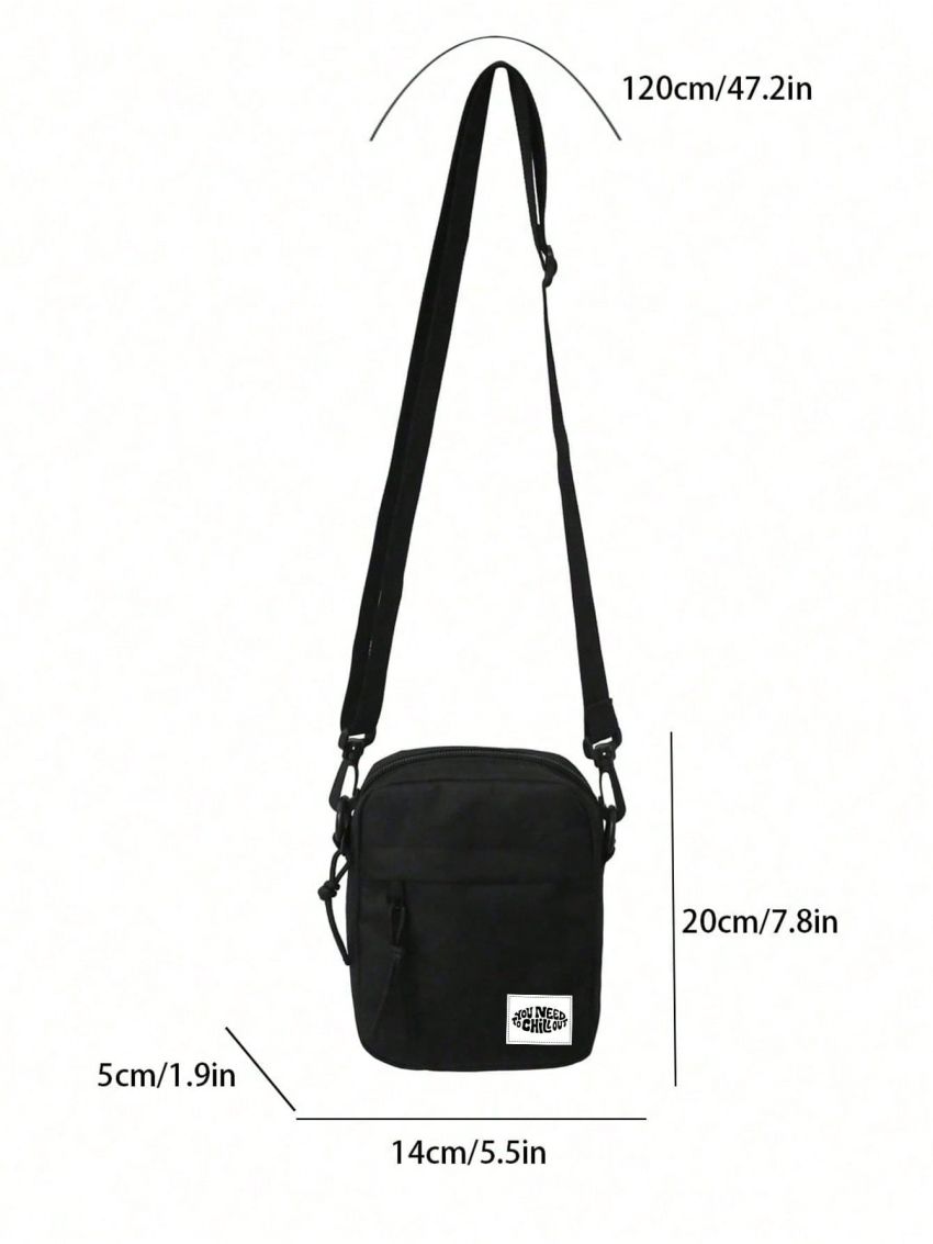 HELLFUNCO Street Style Men'S Crossbody Bag With Letter Tag And Printed Pattern