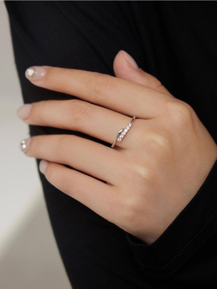 1pc Fashionable And Personalized 925 Sterling Silver Cubic Zirconia Ring, Ideal For Women's Date Gift