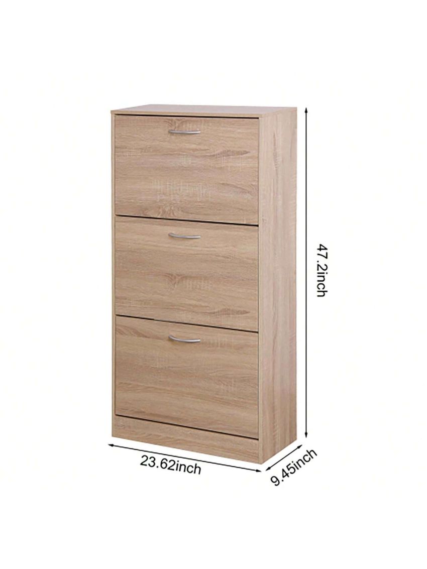 Particle Board 3-Drawer Shoe Storage Cabinet, 3-Tier Wood Shoe Rack Storage Organizer for Entryway Wood