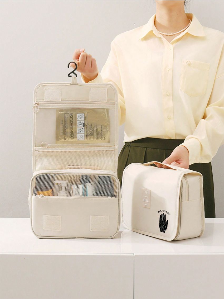 JullDiaz Hanging Toiletry Bag Large Capacity Portable Makeup Bag Multifunctional Storage Bag Foldable Travel Organizer