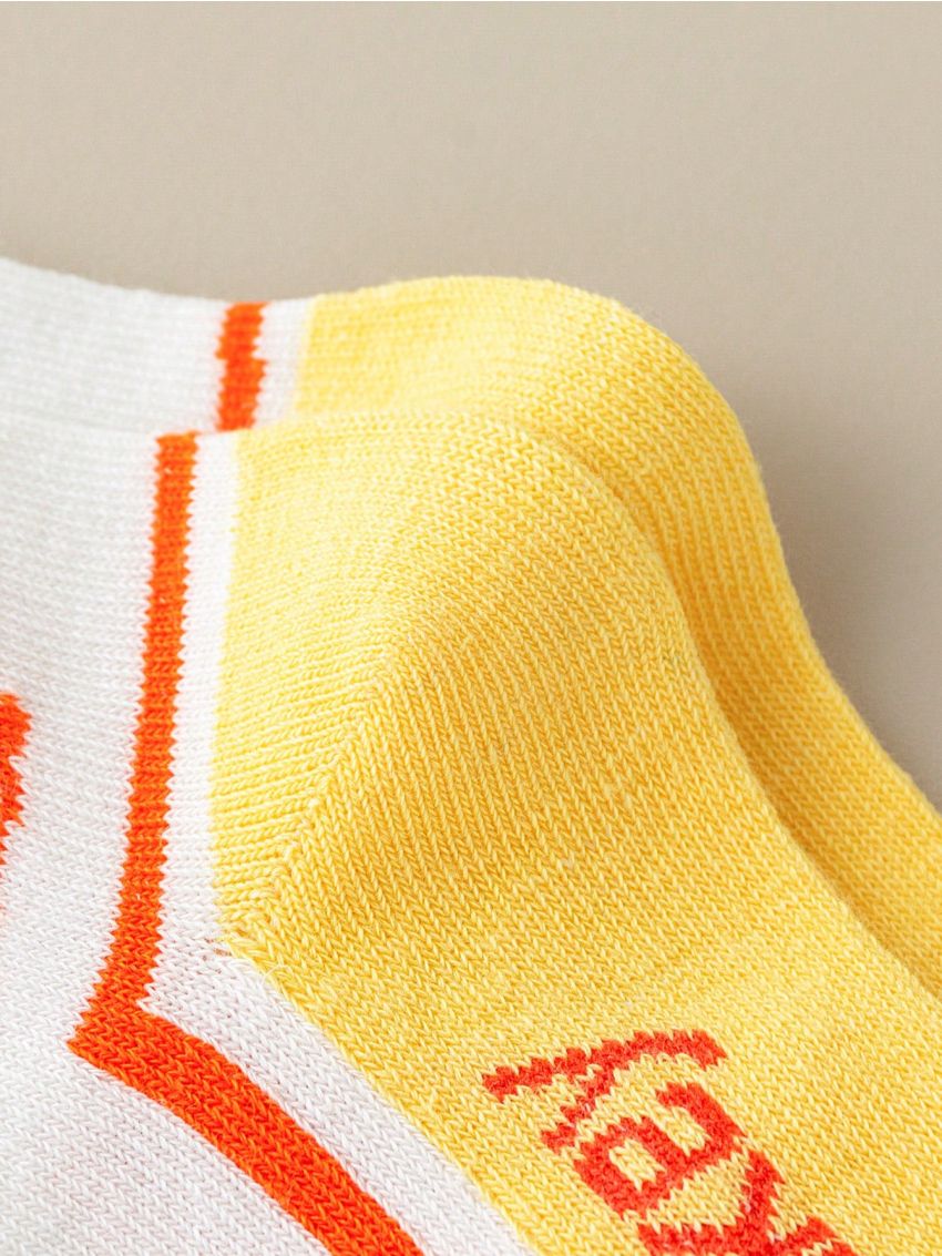 5pairs Girls' Cartoon Monkey Mid-calf Socks, Suitable For Daily Wear In All Seasons