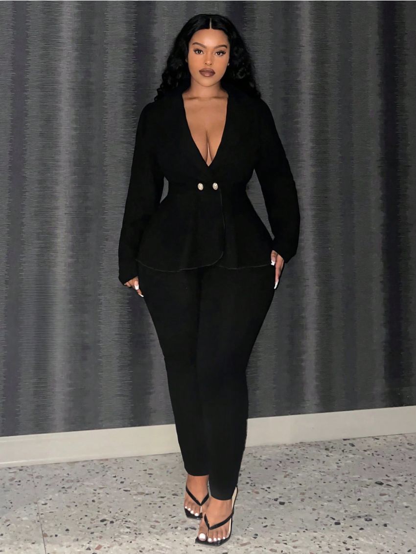 SHEIN Slayr Women's Large Size Solid Color Suit