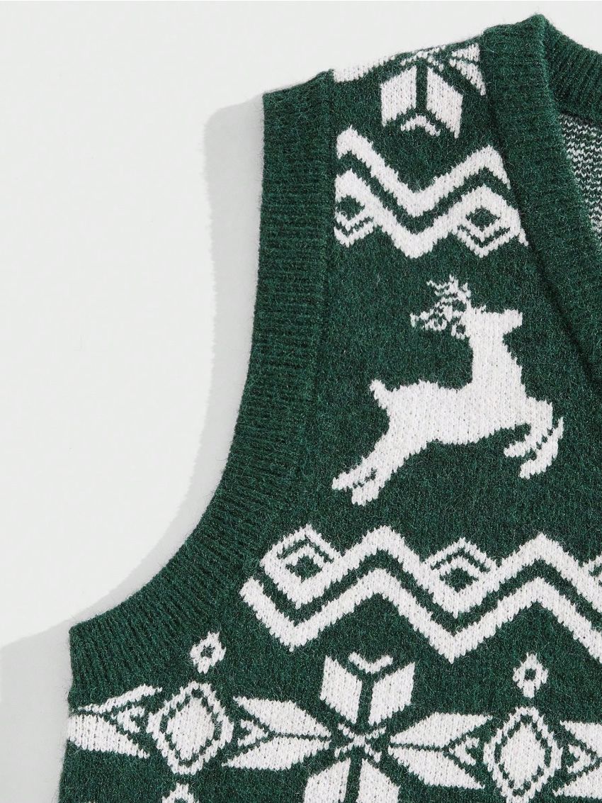 SHEIN Men Christmas Pattern Sweater Vest