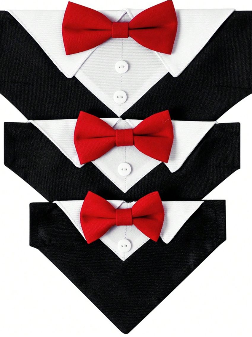 2pcs/set Pet Collar With Fashionable Wedding Bowtie & Suit Collar