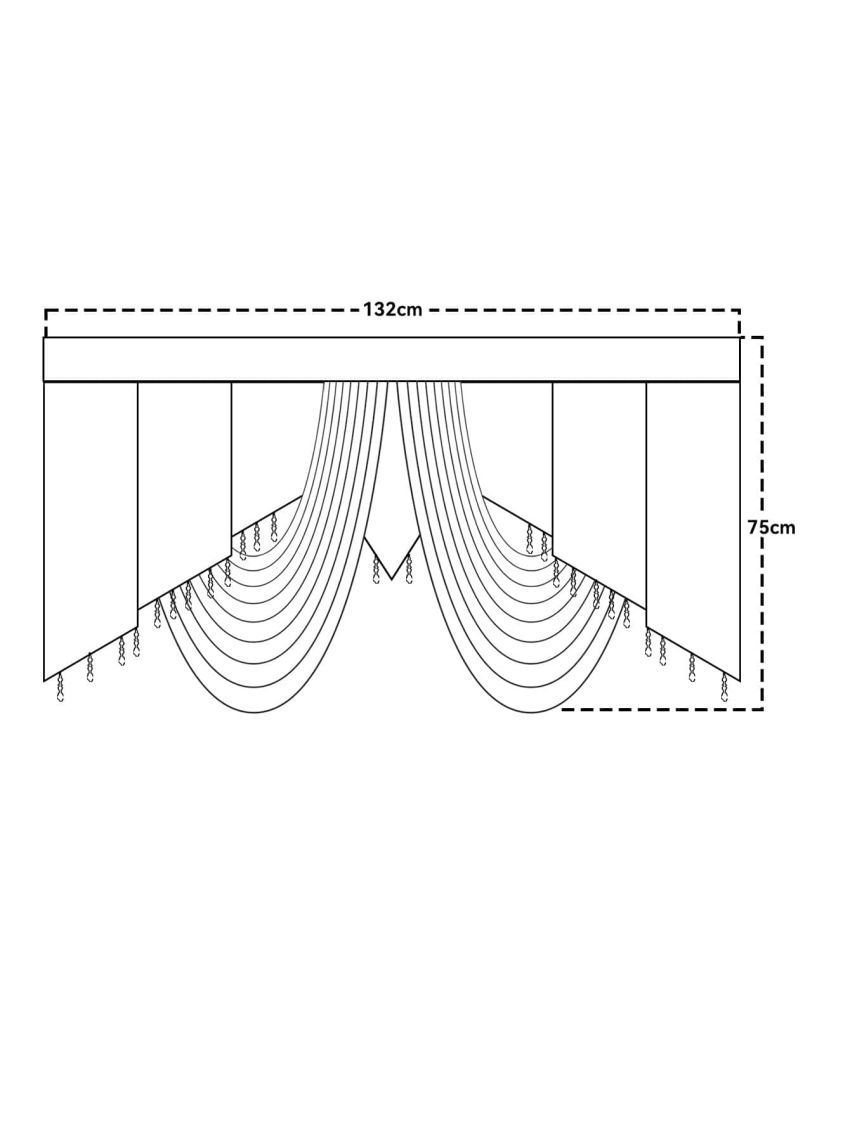 Scroll Jacquard Bead Decor Window Valance