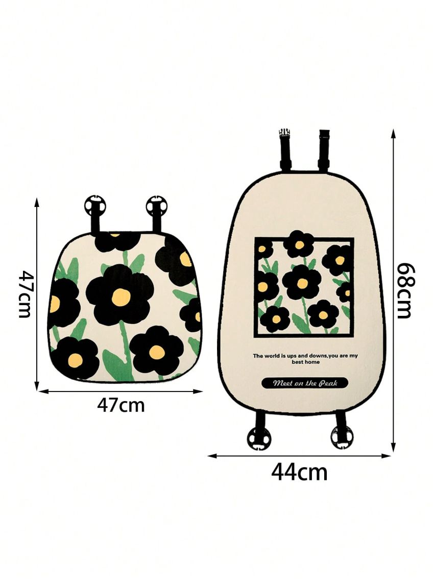 1 set New Flower Pattern Car Seat Cover Set, Four Seasons Universal Fit With Backrest Cushion, Red