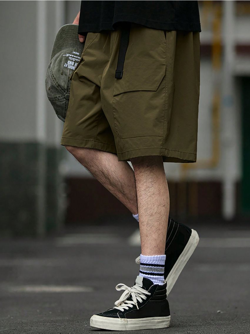 Men'S Solid Color Flip Pocket Casual Shorts