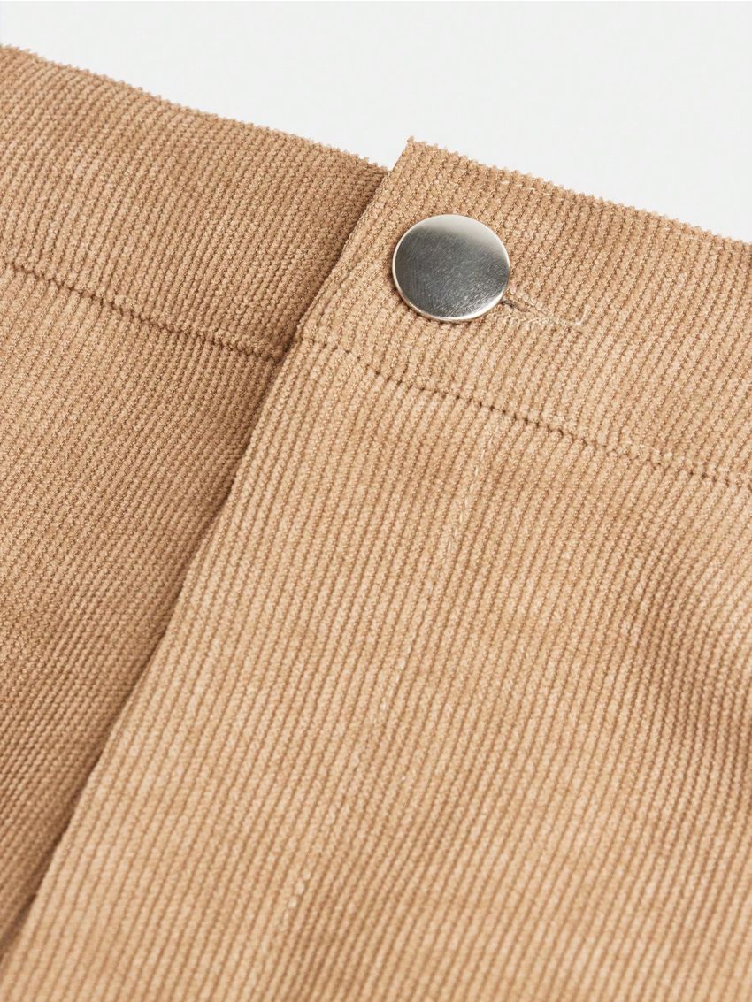 SHEIN Teen Girls' Corduroy Pants With Star Pattern And Slanted Pockets