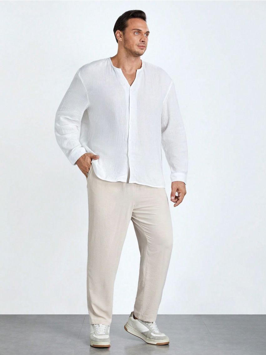 SHEIN Extended Sizes Men Plus Drawstring Waist Slant Pocket Pants