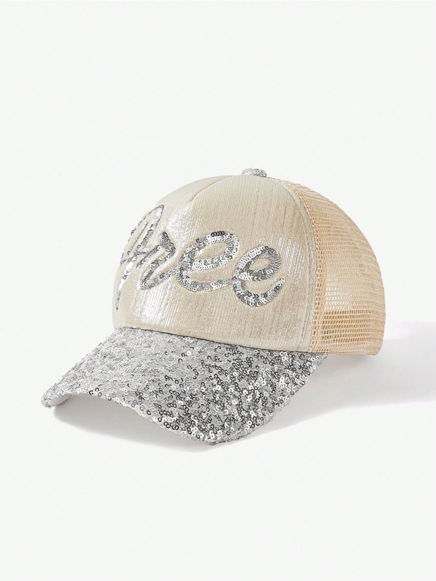 SHEIN SXY Letter Graphic Sequin Decor Baseball Cap