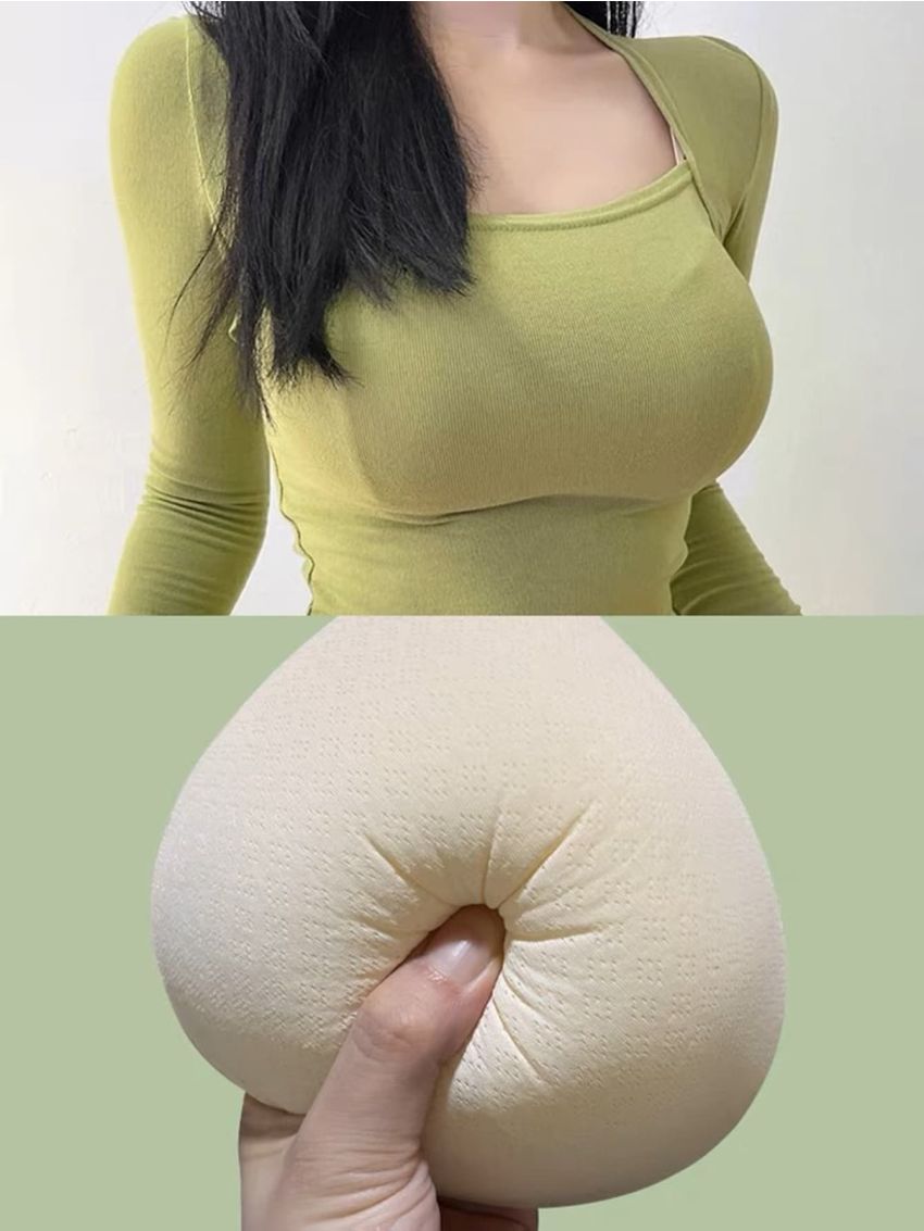 1pair Invisible Breathable Thickened Bra Inserts For Cleavage Enhancement, Flesh Color