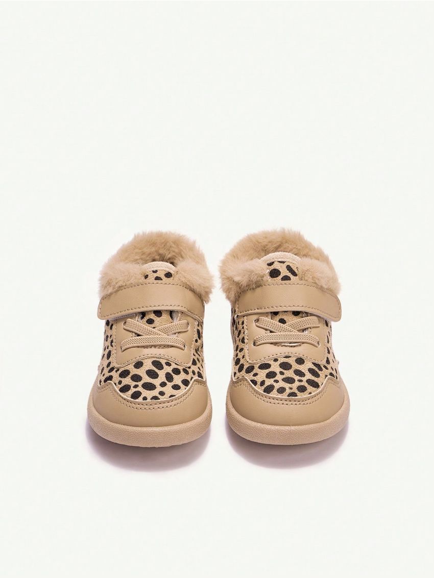 Cozy Cub Girls' Leopard Print Fashionable Trendy Design Comfortable Plush Warm Casual Sports Shoes