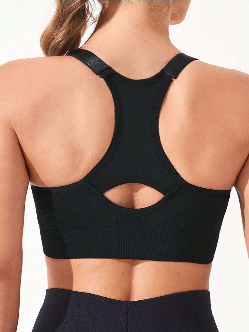 Women'S Seamless Sports Bra With Adjustable Straps And High Support