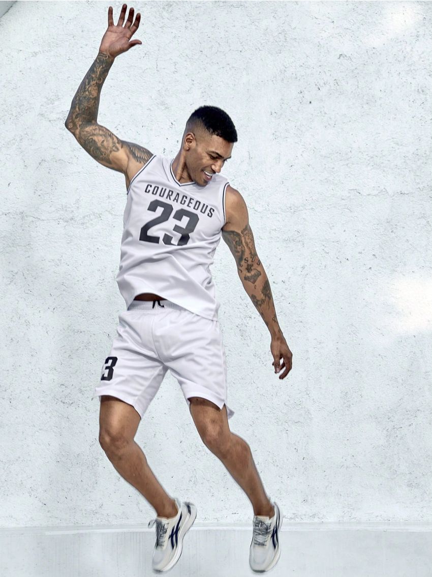 Basketball Men's Letter Printed Vest And Shorts Basketball Uniform Set