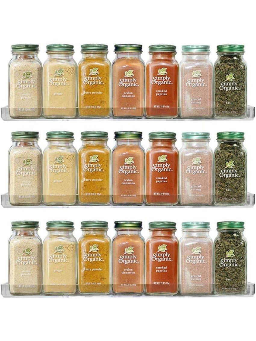 15 Inch Acrylic Spice Rack Wall Mount, Clear Spice Rack Organizer, Easy to Install Hanging Spice Rack Shelves for Cabinet Kitchen, Pantry Door, without Spice Jars