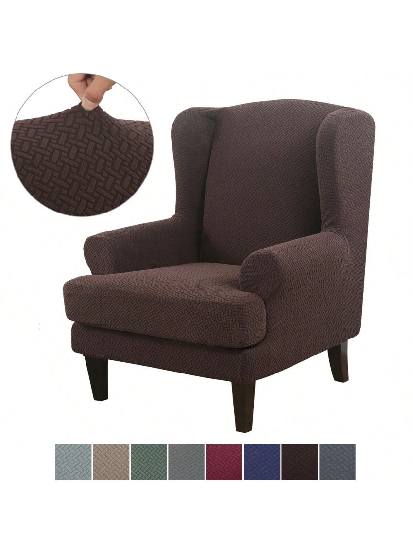 Wingback Armchair Cover Stretch Slipcover Elastic Wing Chair Cvoer Protector 2 Pieces