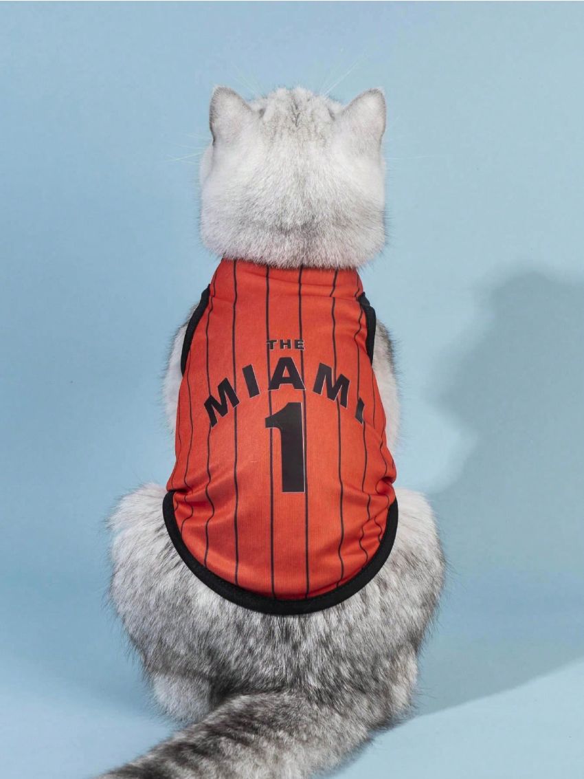 PETSIN Miami Jersey Style Red Striped Pet Vest, 1pc
