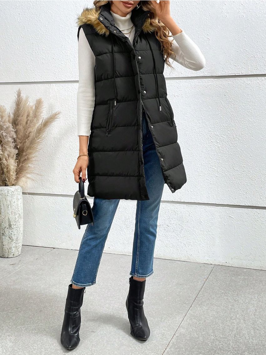 SHEIN Frenchy Ladies' Hooded Sleeveless Padded Coat