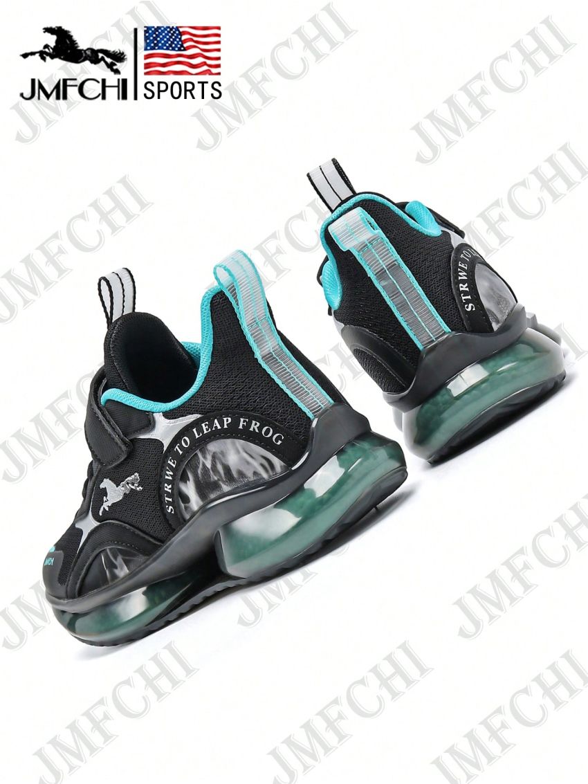 JMFCHI Kids Running Shoes Lightweight Breathable Boys and Girls Athletic Shoes Black and Blue for Little Kids/Toddler