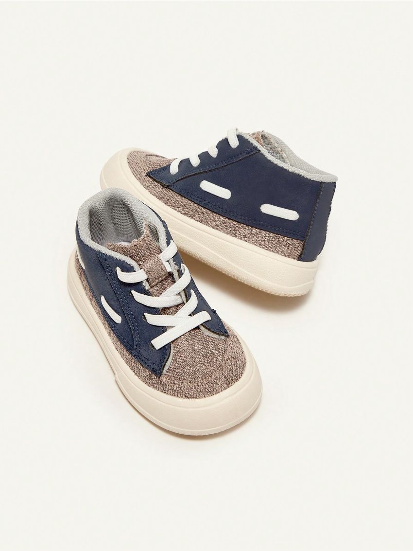 Cozy Cub Girls' Elegant Blue Fashionable Lace-up Comfortable Casual Canvas Athletic Shoes