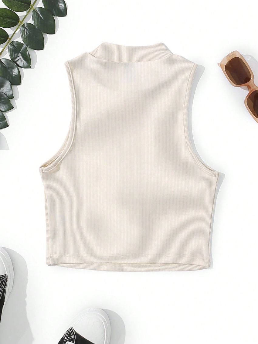 Solid Mock Neck Tank Top
