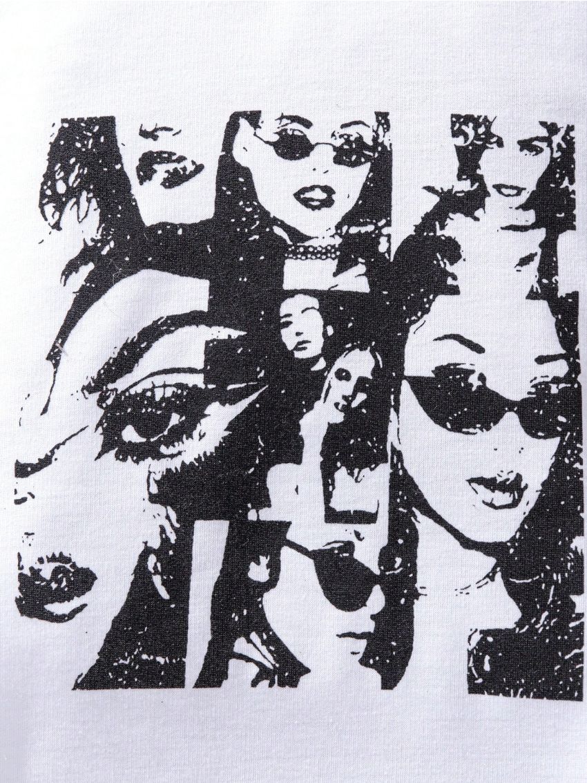 Girls' Round Neck Sweatshirt With Portrait Printing