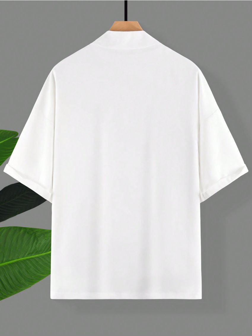 Manfinity Men's Solid Loose Fit Open Front Shirt