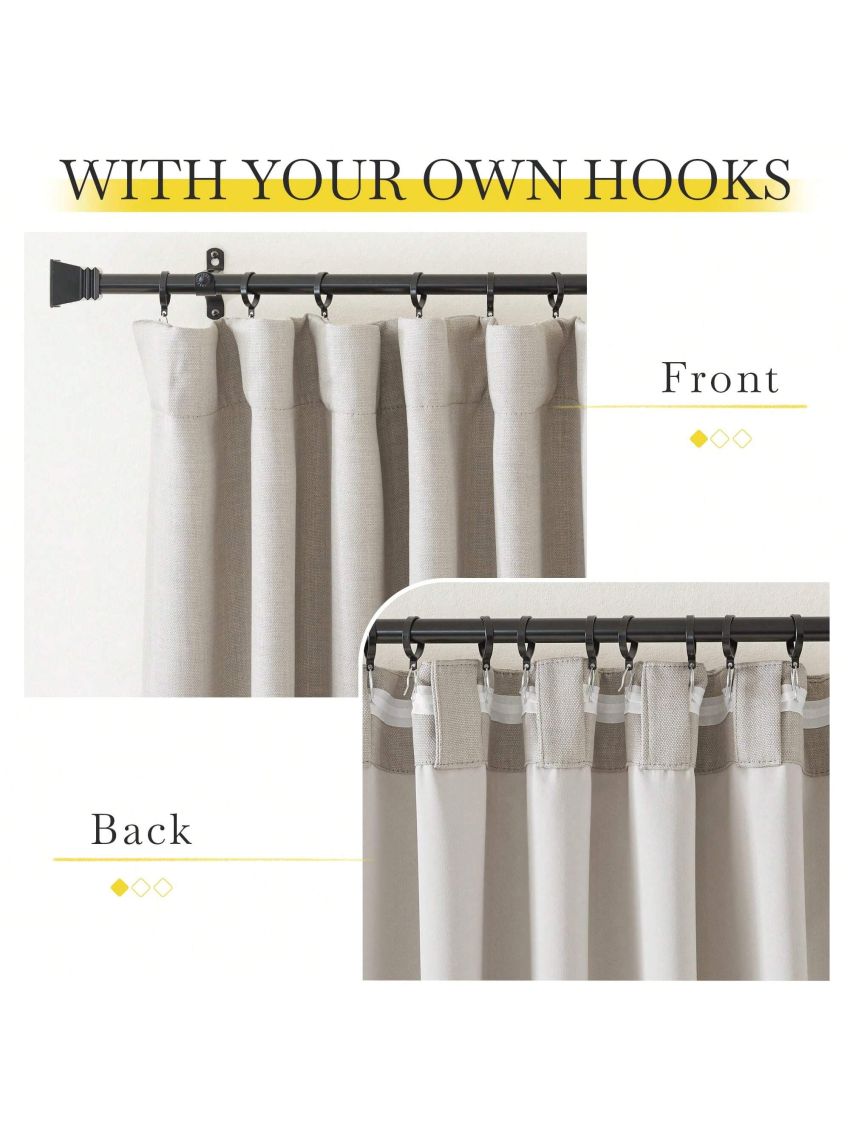 NICETOWN 2 Panels Faux Linen Curtains 96 inches Long, Pinch Pleated Curtains Room Darkening Window Drapes Thermal Insulated Light/Noise Blocking for Living Room/Bedroom, Angora, W50 x L96