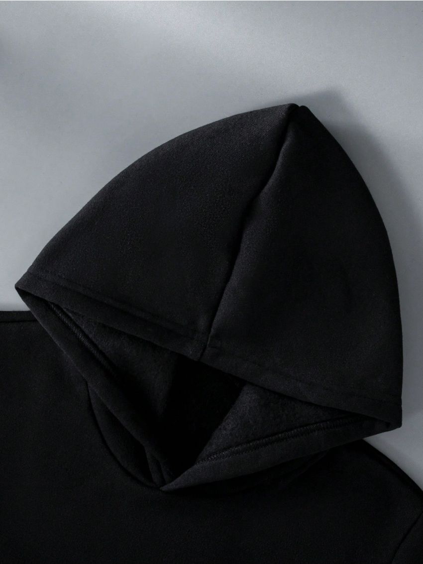 Boys' Gaming Controller & Letter Print Hooded Fleece Sweatshirt, Winter