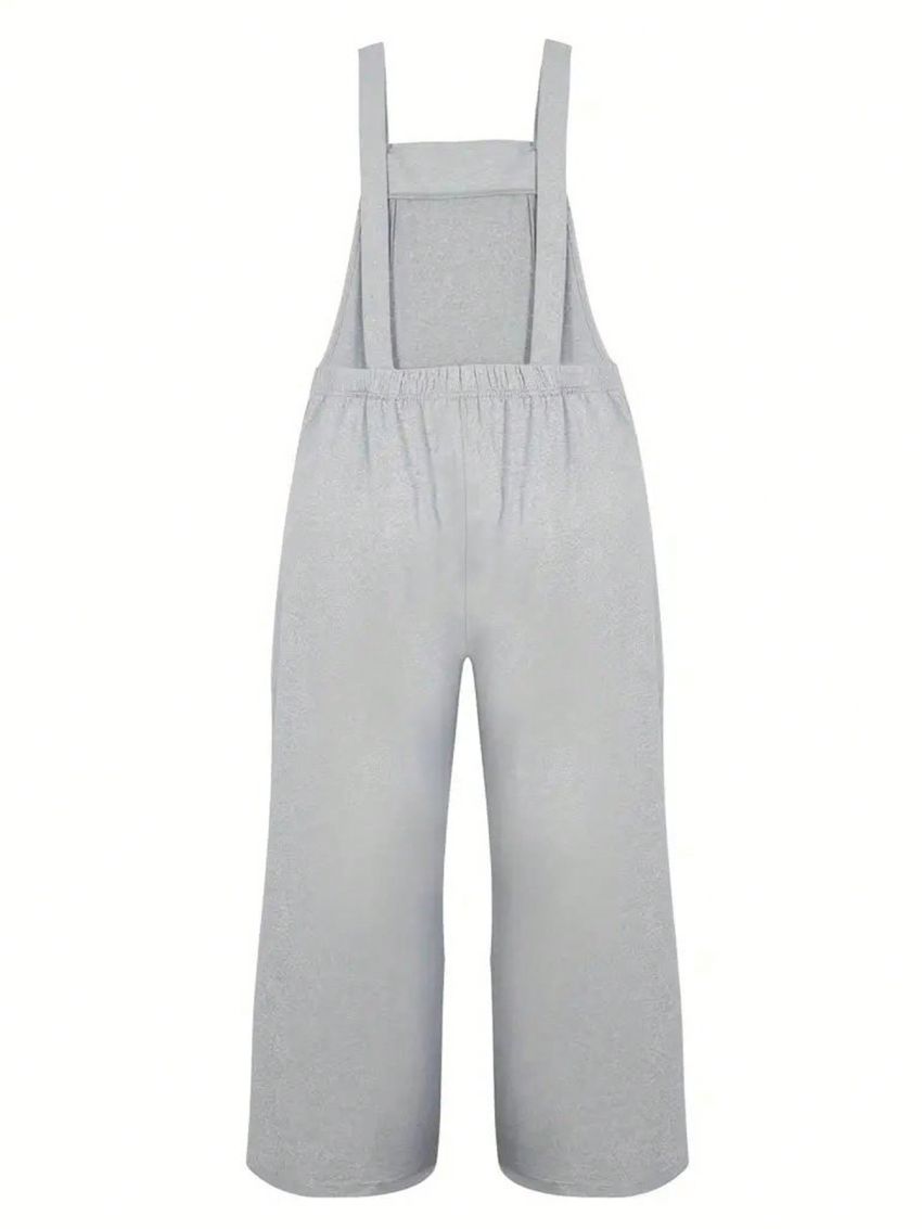Plus Size Women's Dungarees Jumpsuit With Double Pockets