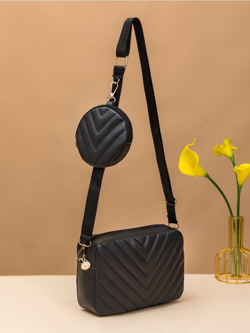 Chevron Square Bag With Coin Purse