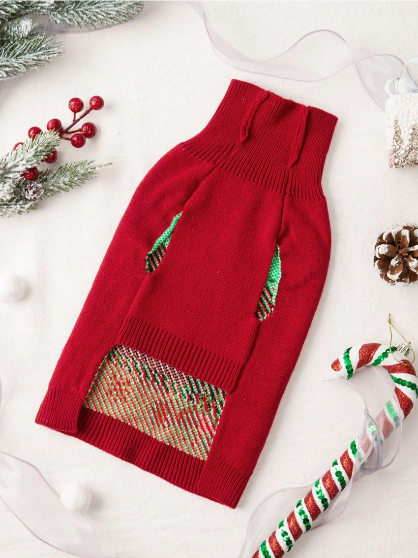 PETSIN Christmas Style Pet Sweater With Christmas Tree And Teddy Bear Patterns