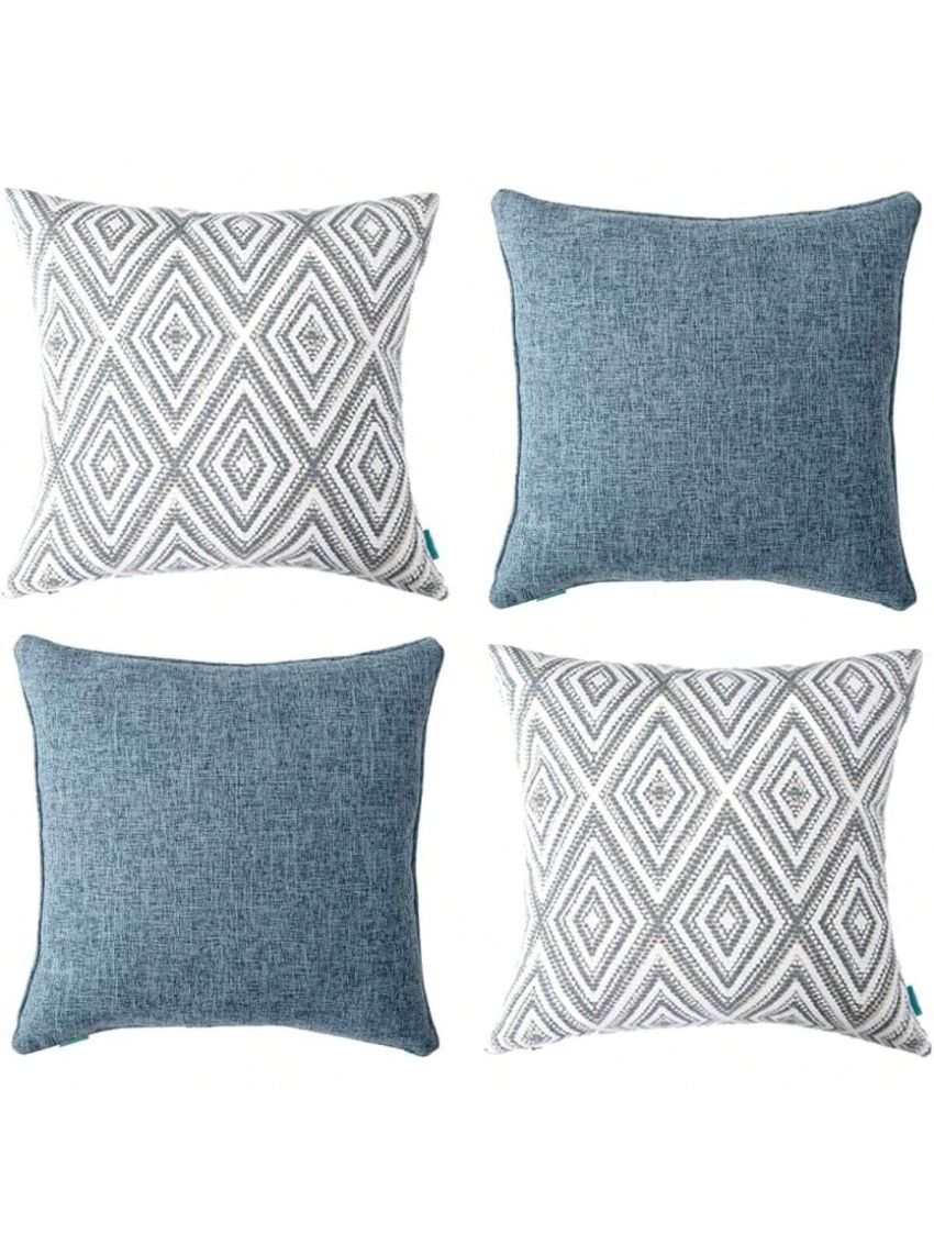 HPUK Decorative Throw Pillow Covers Set of 4 Square Couch Pillows Linen Cushion Cover for Couch Sofa Living Room, 18