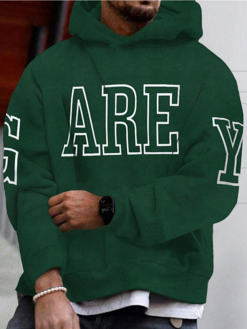 Manfinity Homme Men's Hooded Oversized Sweatshirt With Letter Print