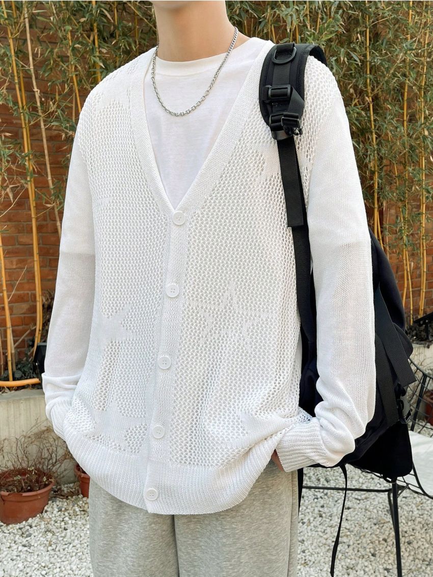 Men'S Long Sleeve Single Breasted Cardigan