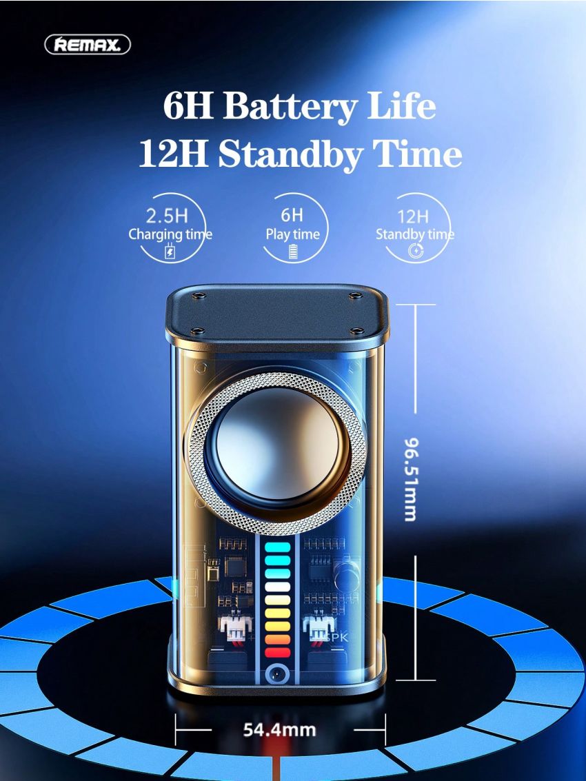 Remax Outdoor Portable Wireless Speaker,2-speaker Interconnection for 3D Surround Sound,Shocking Heavy Bass,2-device Interconnection,Suitable For Travel, Camping, Party,FCC&CE Certification,Black