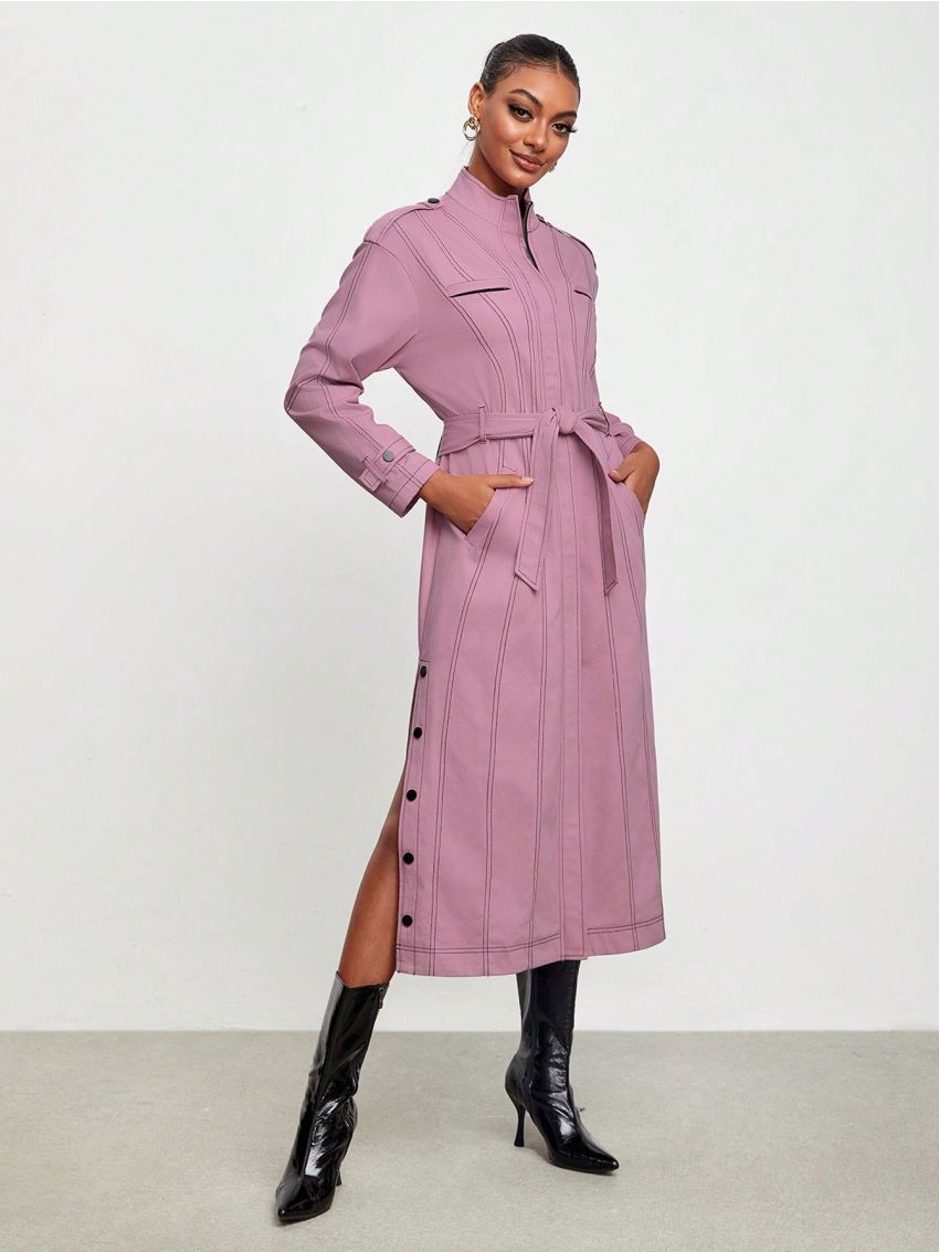 STAROLET Split Side Belted Trench Coat