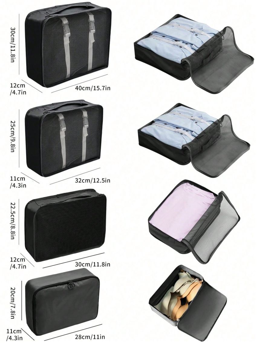 10pcs/set Polyester Travel Toiletry Bag, Modern Portable Makeup Organizer For Travel