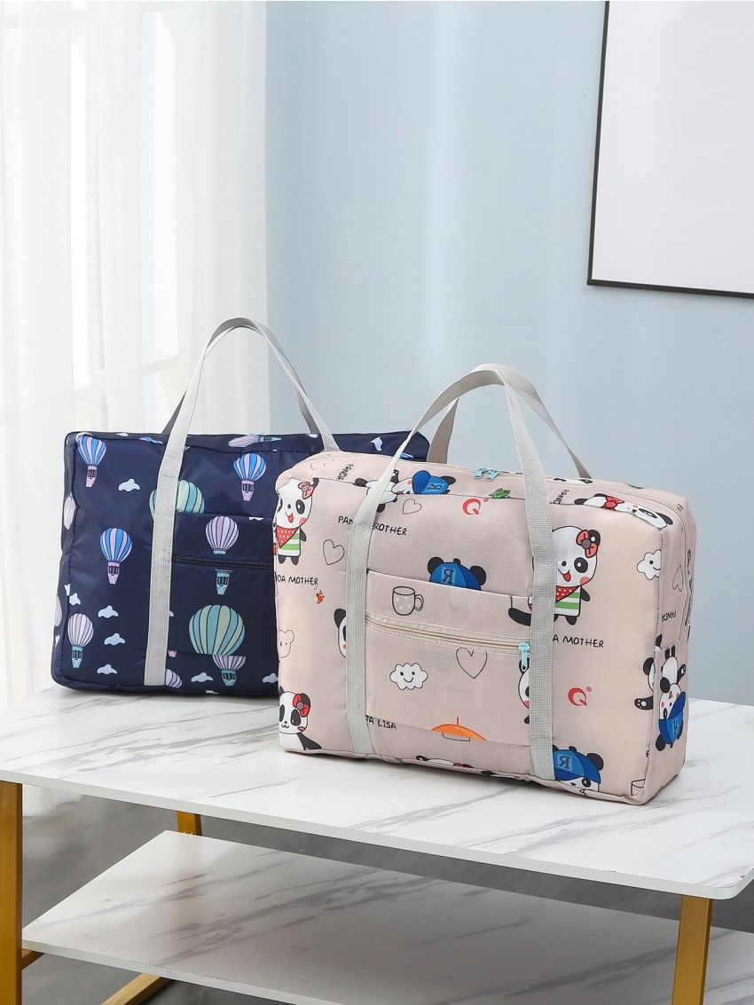 1pc Cartoon Graphic Travel Storage Bag, Portable Large Cute Clothing Packing Bag For Travel