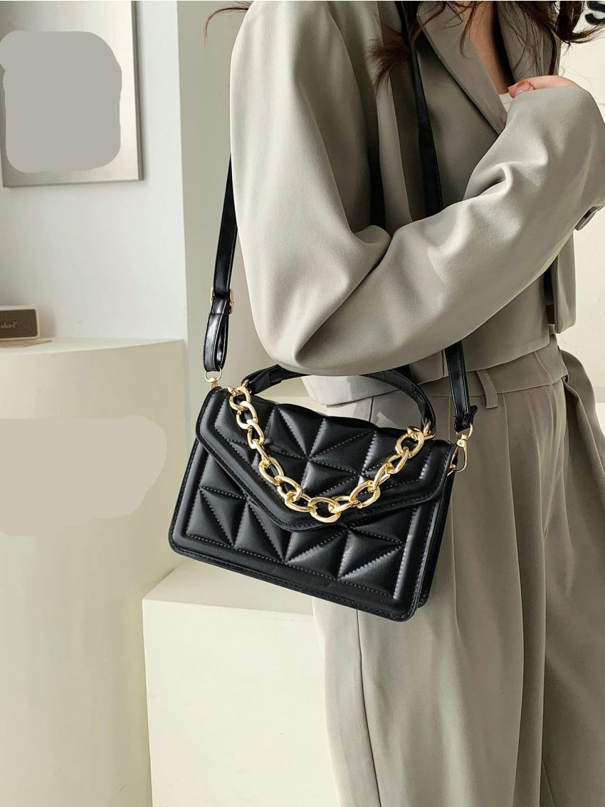 Quilted Chain Decor Flap Square Bag