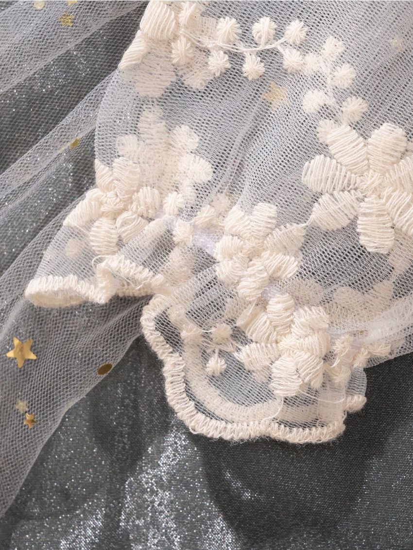 Baby Girl's Elegant And Cute Hooded Jacket With Lace Embroidery