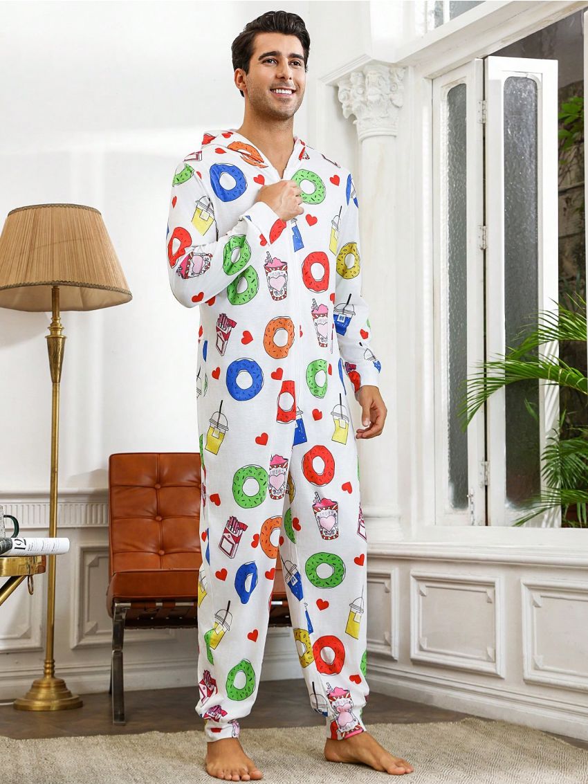 Men'S Donut Pattern Printed Pajamas